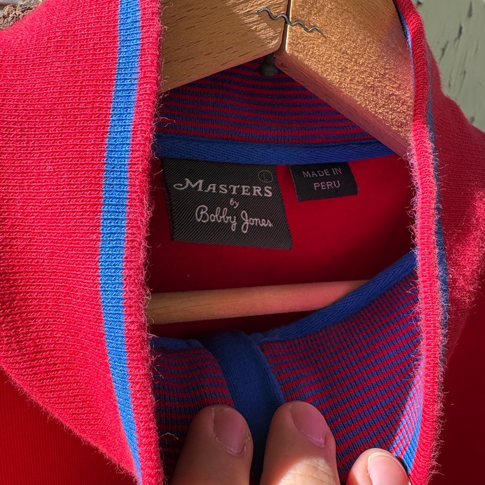 Bobby Jones Red Quarter-Zip Sweater with Contrast Trim - Picture 3 of 4